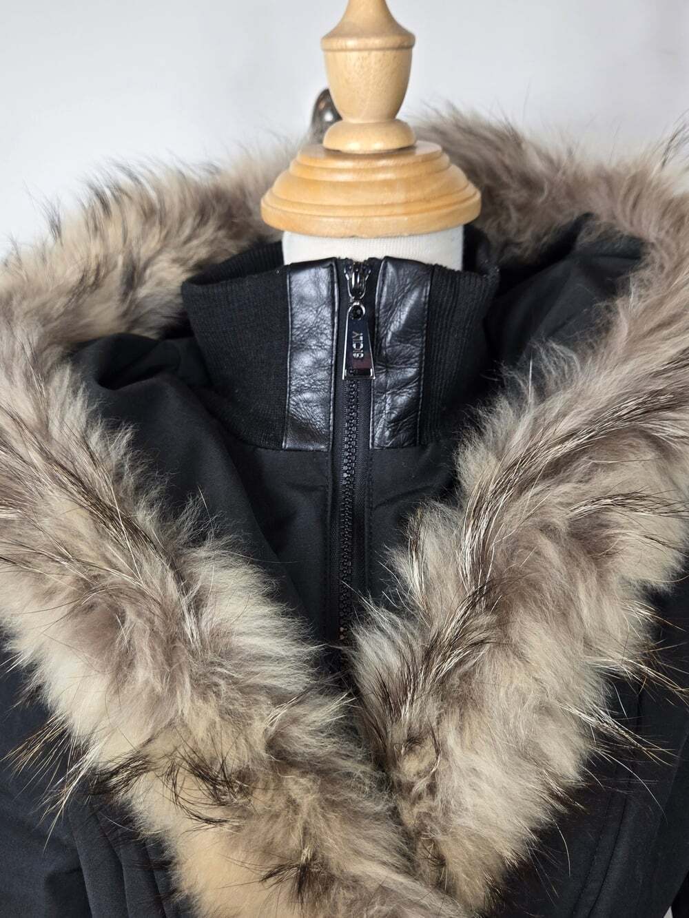 Sicily Clothing Black Fur Trim Long Puffer Coat S Y2K Goth Made in Canada - Picture 6 of 10
